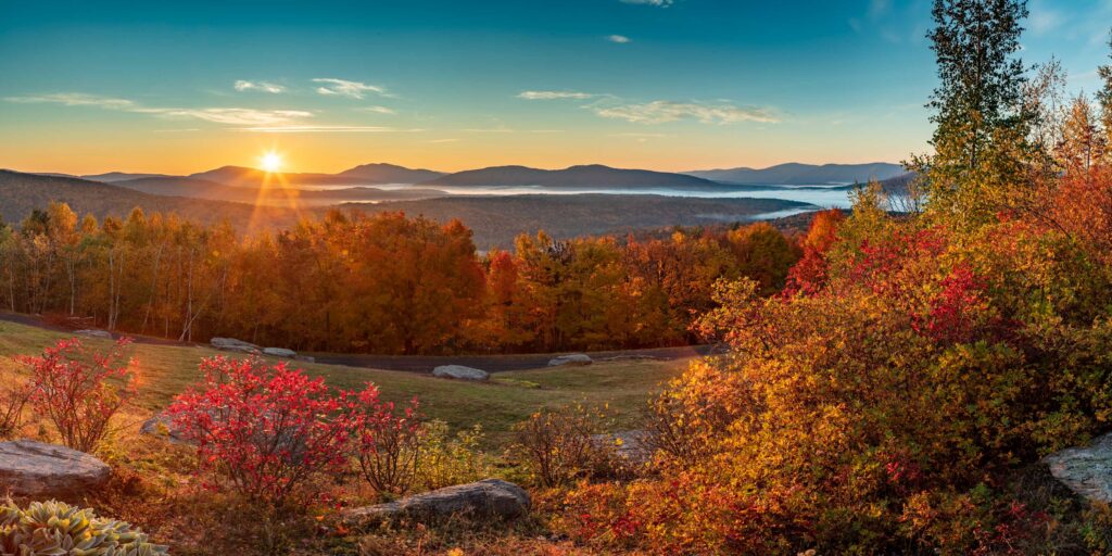 View of the Catskill Mountains in the autumn.
