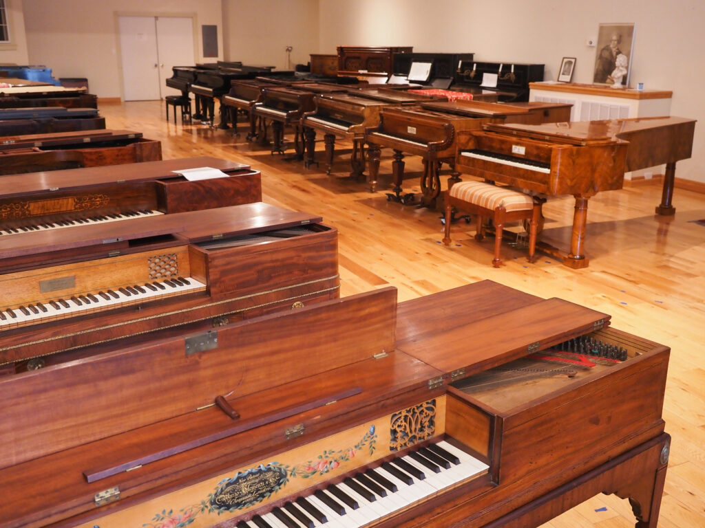 Historic pianos in the museum.