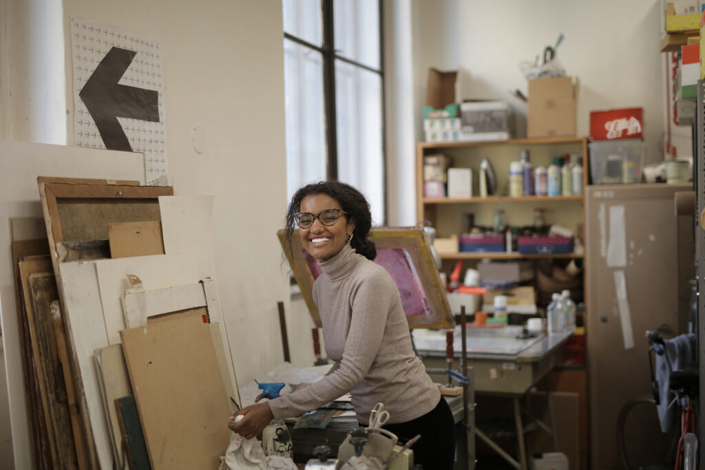 Young student in art studio